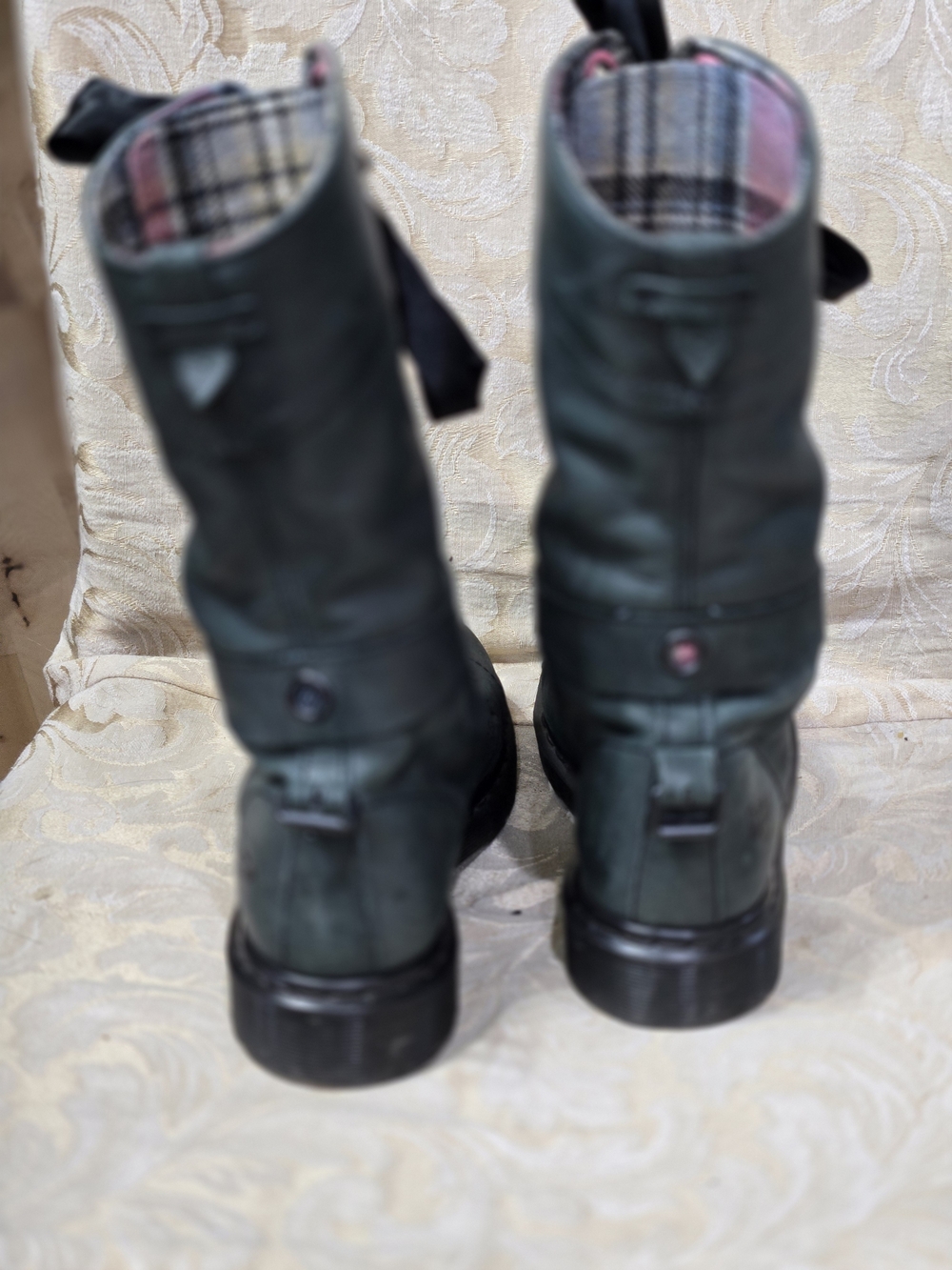 Dr. Martens Triumph 1914 Plaid Combat Boots with Satin Laces - Picture 5 of 12